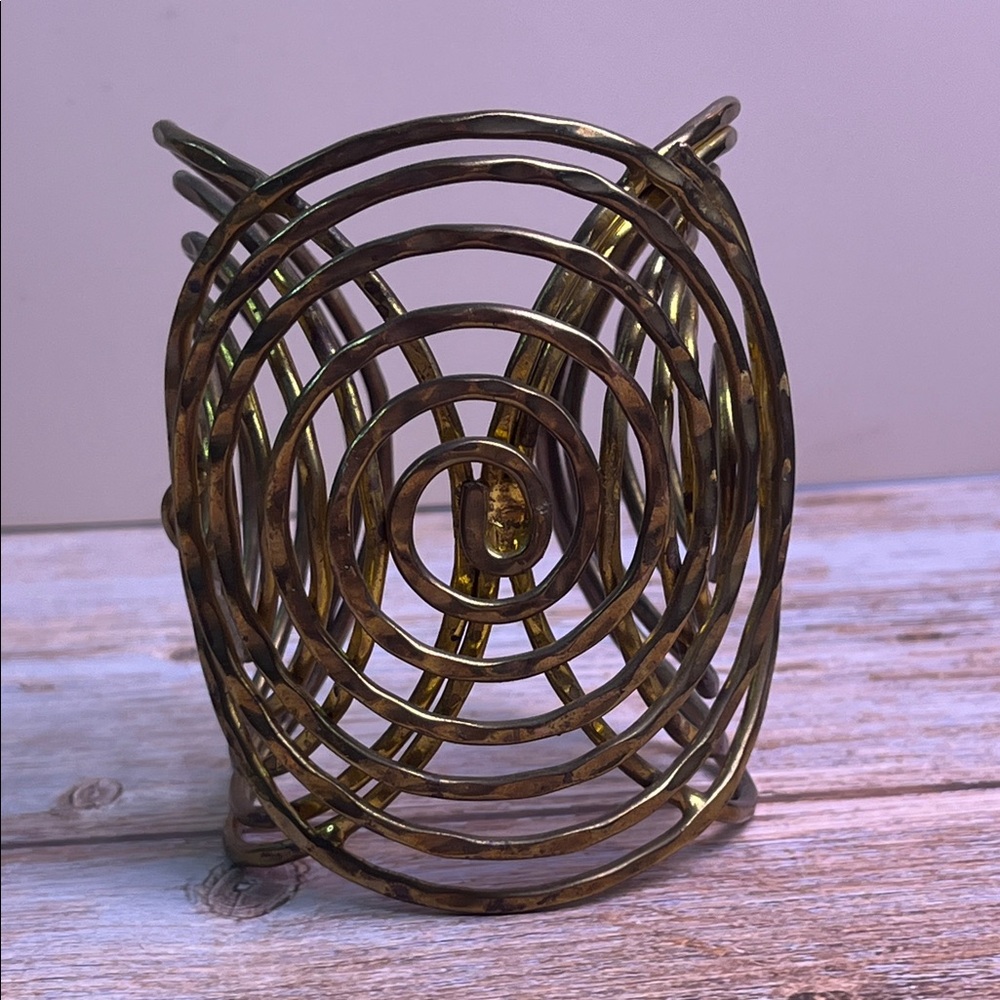 Vintage Extra Big Gold Spiral Brass Metal Cuff Bracelet
